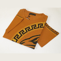 Men LAVERITA European Fashion Crew Shirt Short Sleeve Lion Medallion 93265 Camel image 6