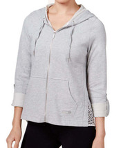 Calvin Klein Womens Lace Trim Hoodie Color Grey Size Small - $60.00