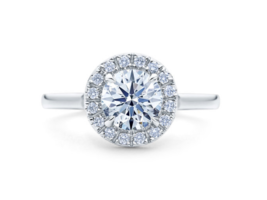 Solitaire Round Cut Halo 1.50Ct Simulated Diamond Silver Women Engagement Ring - £42.19 GBP