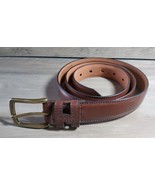 Tommy Hilfiger Mens Brown Leather Belt 40&quot; Brass Hardware H Logo Loop  - £25.59 GBP