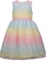Bonnie Jean Little Girls Rainbow Lace Dress with Sparkling Waist Trim - £32.86 GBP
