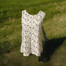 Old Navy Everywear Cream Print of Palm Trees Tank Top Sz L Comfort Loose... - $12.88