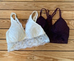 Aerie NWT Women’s Lot Of 2 Lace Bralette Size L Ivory Maroon C11 - £30.21 GBP
