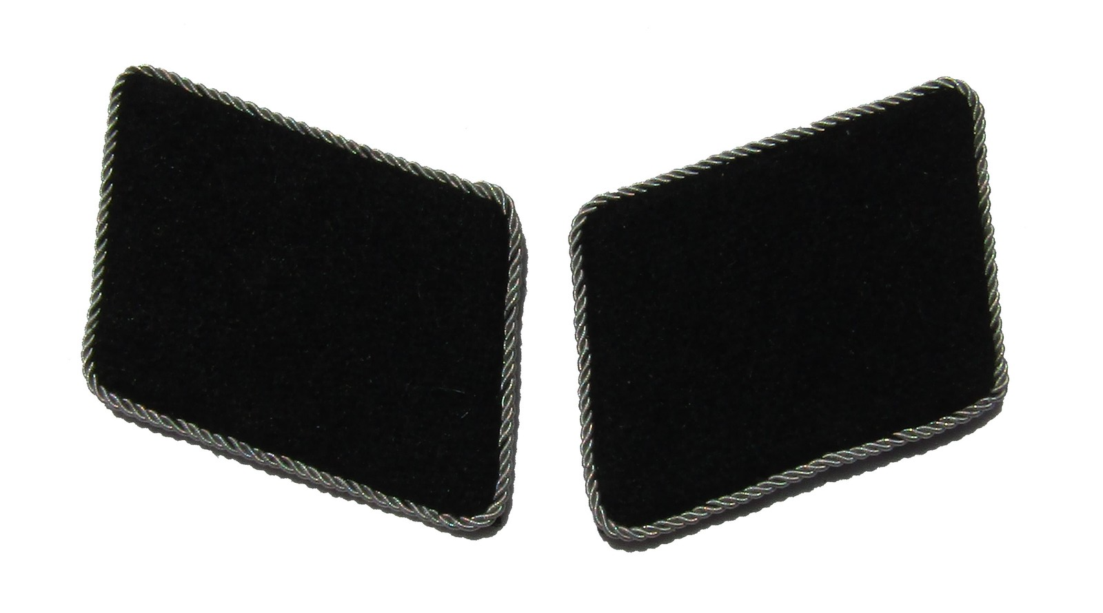 German WW2 officer collar tabs.Black felt with silver piping - $12.95