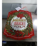 (1) Christmas House MERRY &amp; BRIGHT Sign-  Wall Decor. New - £7.72 GBP