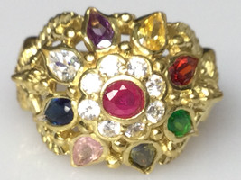 Muti-Colours Gemstone Magic Bird Man Ring Lucky Charm Powerful Thai Rare... - £16.01 GBP