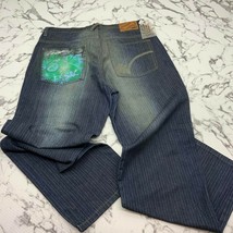 Men&#39;s Miskeen Streetwear Raw Blue Sandblast Wide Leg Denim Pants - £78.23 GBP