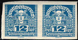 AUSTRIA 1920-1921 Very Fine Newspaper MNH Imperf. Pair Stamp Scott # P36 - £0.64 GBP
