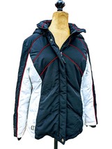 ATHLETIC WORKS Womens Zip Puffer Jacket Size S 4-6 Black Red Arctic WinterHooded - £29.79 GBP
