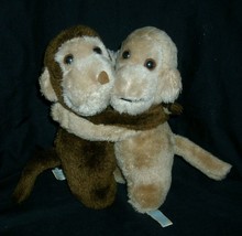 8&quot; VINTAGE BROWN HUGGING MONKIES MONKEY INTERPUR KOREA STUFFED ANIMAL PL... - $33.25