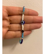 Evil eye bracelet blue seed beads multicolour unisex minimalist handmade... - $285.54 MXN