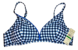 $94 Tommy Bahama We Love Plaid Bikini Top Large Blue  White Adustable St... - $22.18