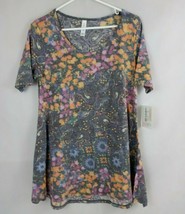 NWT LuLaRoe Perfect T Gray With Pink, Blue, &amp; Orange Floral Design Size XS - £12.25 GBP