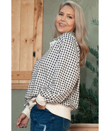 Black Plus Size Two Tone Contrast Collared Pullover Sweatshirt - $569.06 MXN