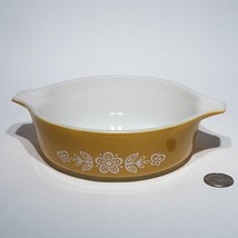 Pyrex Butterfly Gold 1 Pint Casserole Dish White Flowers on Gold 471 USA... - £14.88 GBP
