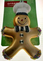 Gingerbread Man Colorful Sprinkles Christmas Ornament Hanging Gold Glitter Decor - £8.71 GBP