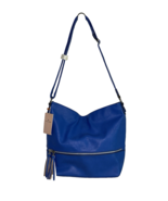 David Jones Royal Blue PVC Shoulder Bag Adjustable Strap Zip Tassel Dust... - $34.64