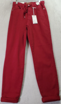 Judy Blue Pants Womens Size 24 Red High Waist Los Angeles Cotton Logo Drawstring - £34.11 GBP