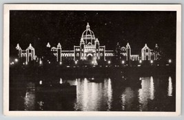 RPPC Victoria British Columbia Parliament Building by Night Postcard B24 - £3.95 GBP