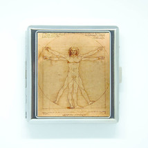 20 CIGARETTES CASE box painting Vitruvian Man DA VINCI card ID holder Po... - $18.90