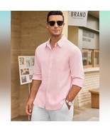 COOFANDY Mens Long Sleeve Button Down Casual Cotton Linen Untucked Shirt... - $15.40