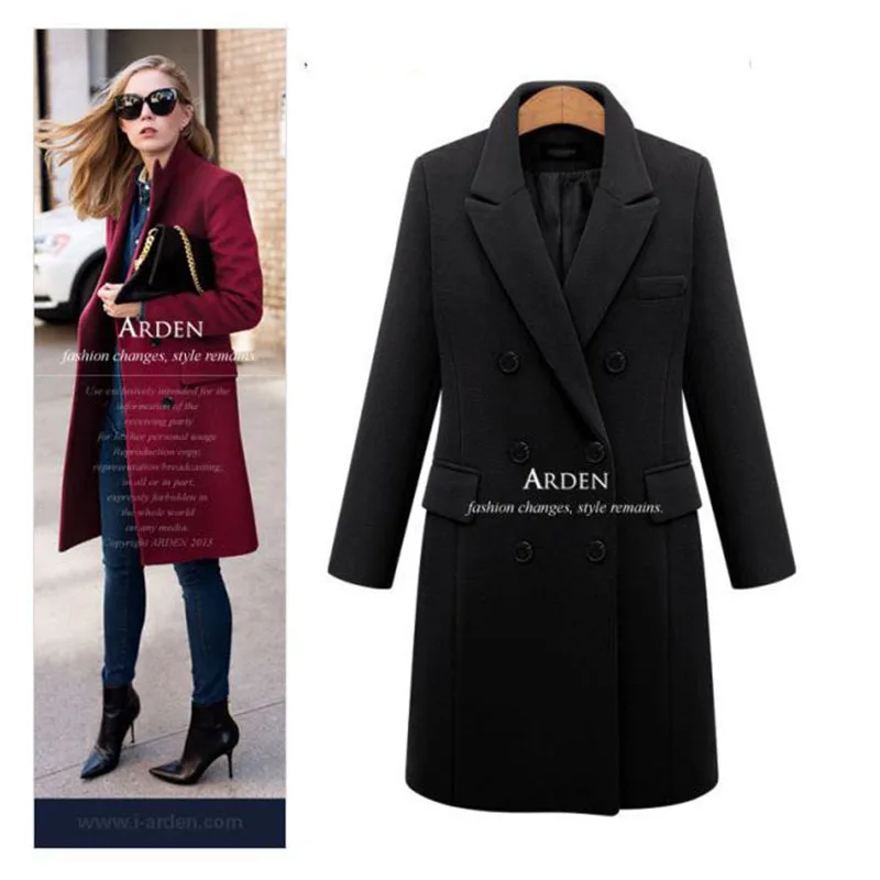 Autumn Winter Coat Women  Casual Wool Solid Jackets Blazers Female Elegant Doubl - £112.35 GBP