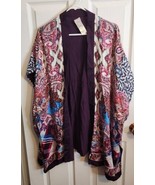 CHICO&#39;S MULTICOLOR PATCHWORK PRINT RUANA WRAP TOP KIMONO S/M NWOT  - $35.56 CAD