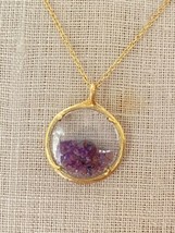 Catherine Weitzman Gold Toned Purple Crystal Shaker Necklace 20" Anthropologie - £50.83 GBP
