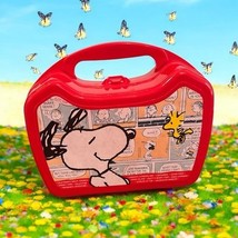 Snoopy Whirley Drink Works Plastic Lunch Box Red - $9.49