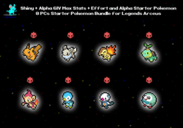 ✨ Shiny ✨ 6IV Max Stats Effort All Alpha Starters Bundle Pokemon Legends Arceus - £5.99 GBP