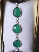 925 Sterling Natural Green Onyx Bolo Adjustable Bracelet 9.5 Inches, 19.40 ctw - £25.13 GBP