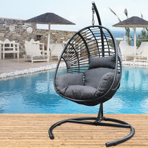High Quality Outdoor Indoor Wicker Swing Egg chair Black - £406.92 GBP