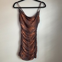 Princess Polly Mini Dress Size 4 Harlan Tiger Print Ruched Brown Party N... - $24.99