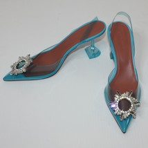 Amina Muaddi Begum Glass Pointed Toe Slingback Pump Shoes US 10 / EU 40 ... - £479.60 GBP