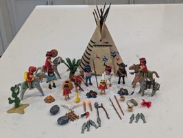 Playmobil Geobra Native American Indian Set Figures Tee Pee Accessories  - $49.99