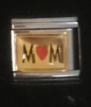 Mom - Heart Stands For O In MOM Italian Charm Enamel Link 9MM K47 - £11.86 GBP