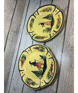 Pair of Vintage Henriot Quimper Yellow Campagne Wall Plates w/Breton Man... - $44.55