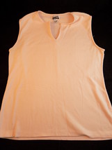 Women&#39;s COTTON SHIRT Sleeveless Pink Slit Neck Casual Top Sz Medium Unit... - £6.99 GBP