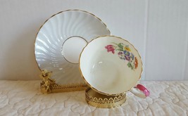 Vintage Aynsley Spring Blossom Swirl Design Gold Trim Tea Cup and Saucer - £15.65 GBP