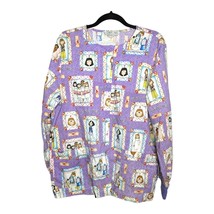 Cherokee Womens Purple Scrub Top Medium Valentines Day Hearts Smiling Nu... - $12.18 CAD
