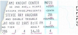 Vintage Stevie Ray Vaughn Ticket Stub Novembre 2 1985 Miami Florida - £48.11 GBP