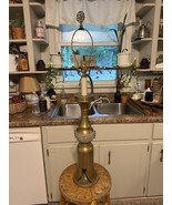 Vintage 37” Heavy Solid Brass Table Lamp MCM 1950s Made In Japan Etched ... - $135.38 CAD