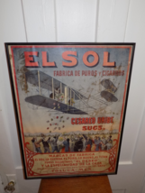 Vintage El Sol Cigar and Cigarette Factory Tobacco Paper Sign in Frame - $6,935.68 MXN