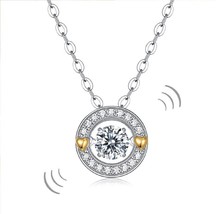 1Ct Round Cut VVS1/D Moissanite Dancing Stone Halo Pendant 925 Silver Necklace - £115.19 GBP+