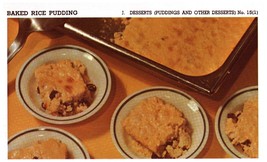 Vintage 1950 Baked Rice Pudding Recipe Print Cover 5x8 Crafts Decor - £7.97 GBP