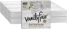 Vanity Fair 35134 Entertain Beverage Napkin, 2-Ply, White - £52.73 GBP
