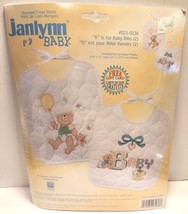 Janlynn Stamped Cross Stitch &quot;B&quot; is for Baby Bibs Set of 2 Kit #023-0236... - $14.99