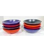 Set of 8 Colored Wood Bowls Made In Vermont Purple Red &amp; Orange Black 7&quot;... - $173.43 CAD