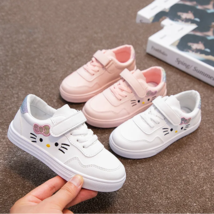 Hello Kitty Embroidery Girls Sneakers Glitter Leather Sport Shoes Kids Trainers - £19.35 GBP