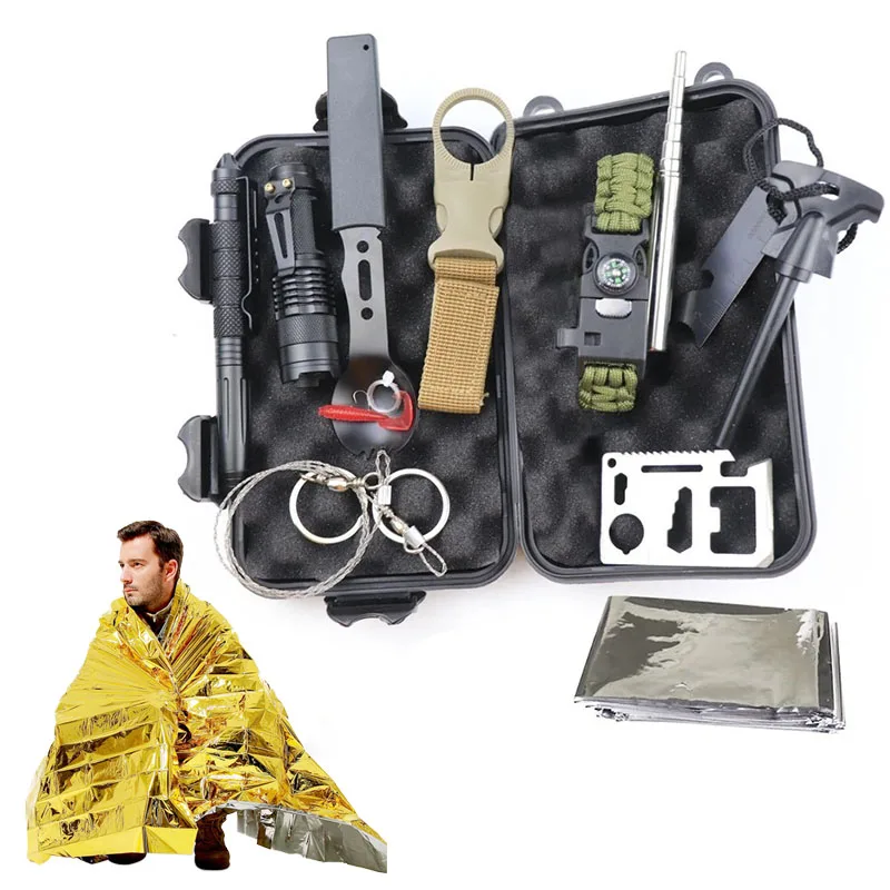 Ipment tool box survival kit set outdoor emergency supplies wilderness adventure rescue thumb200